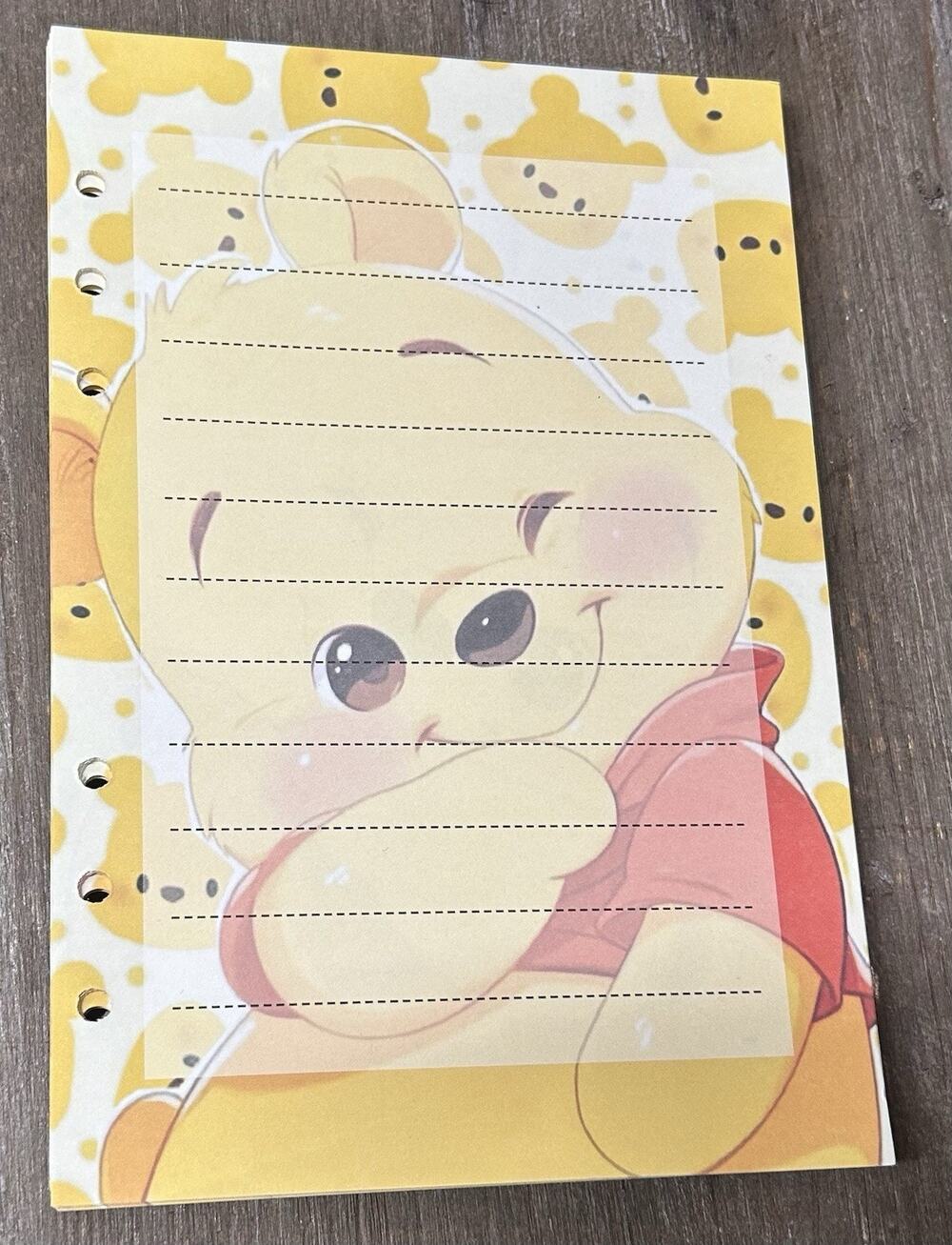 Winnie The Pooh Size A5 Refill Stationery Paper (50 Sheets)